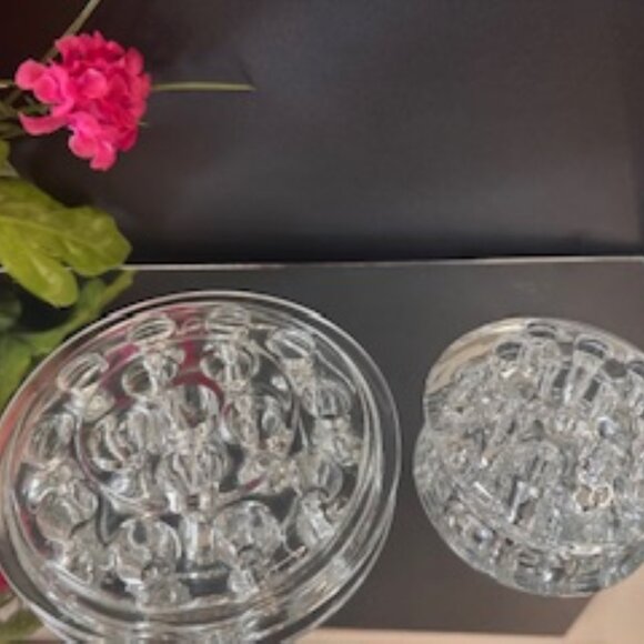 Vintage Clear Glass Flower‎ Frogs – Round Floral Arrangement Holders - Picture 3 of 4